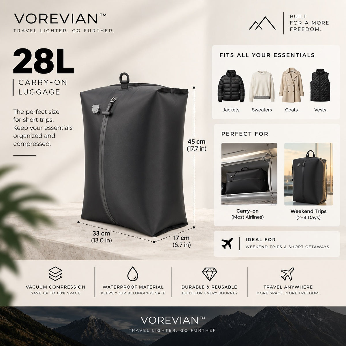 VOREVIAN™ AirPack™ | Vacuum Compression Travel Bag
