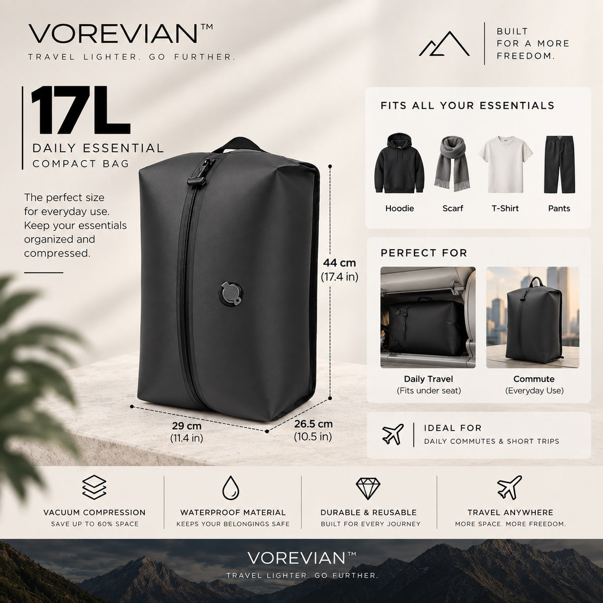 VOREVIAN™ AirPack™ | Vacuum Compression Travel Bag