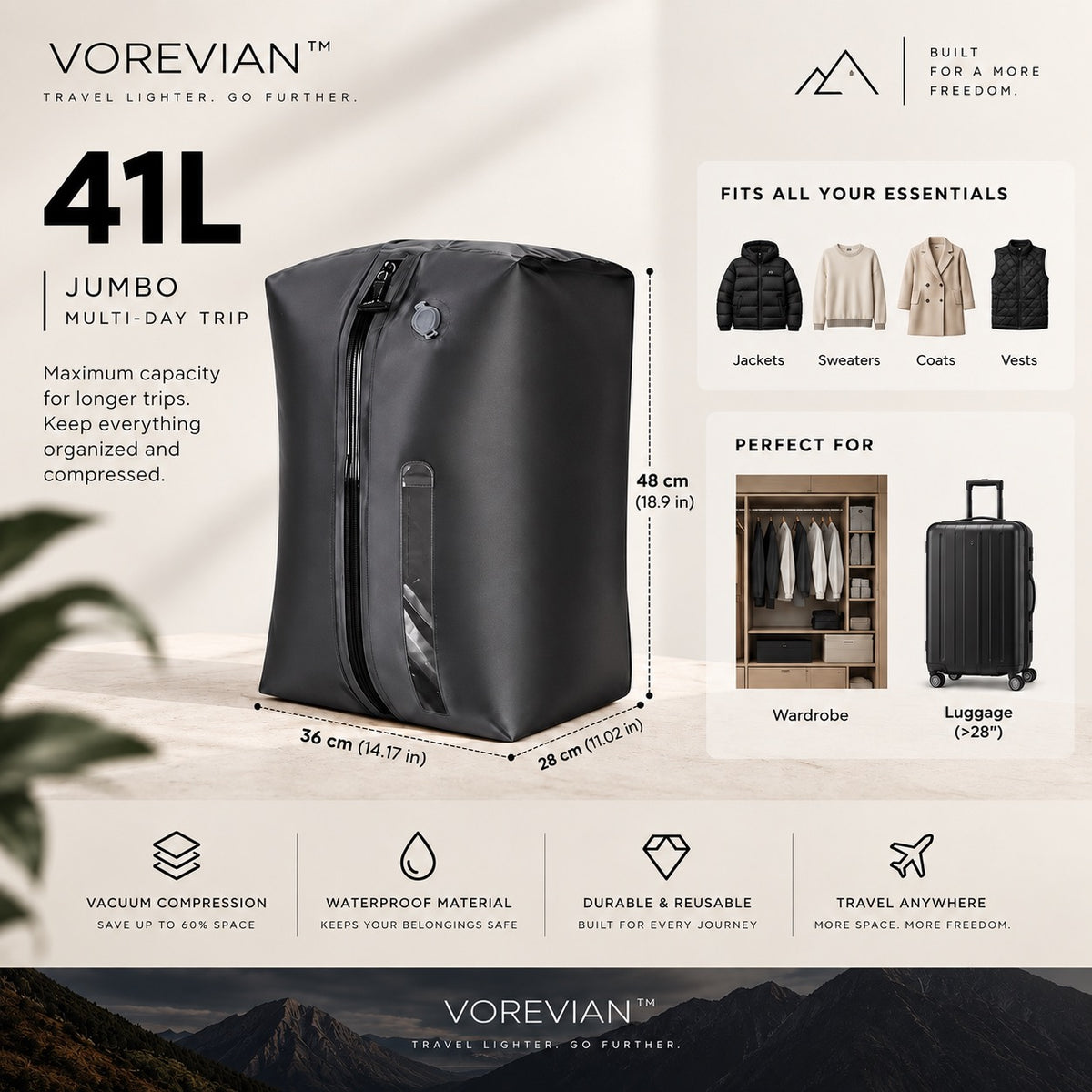 VOREVIAN™ AirPack™ | Vacuum Compression Travel Bag